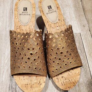 White Mountain Atlie Gold Mesh Mules Size 11